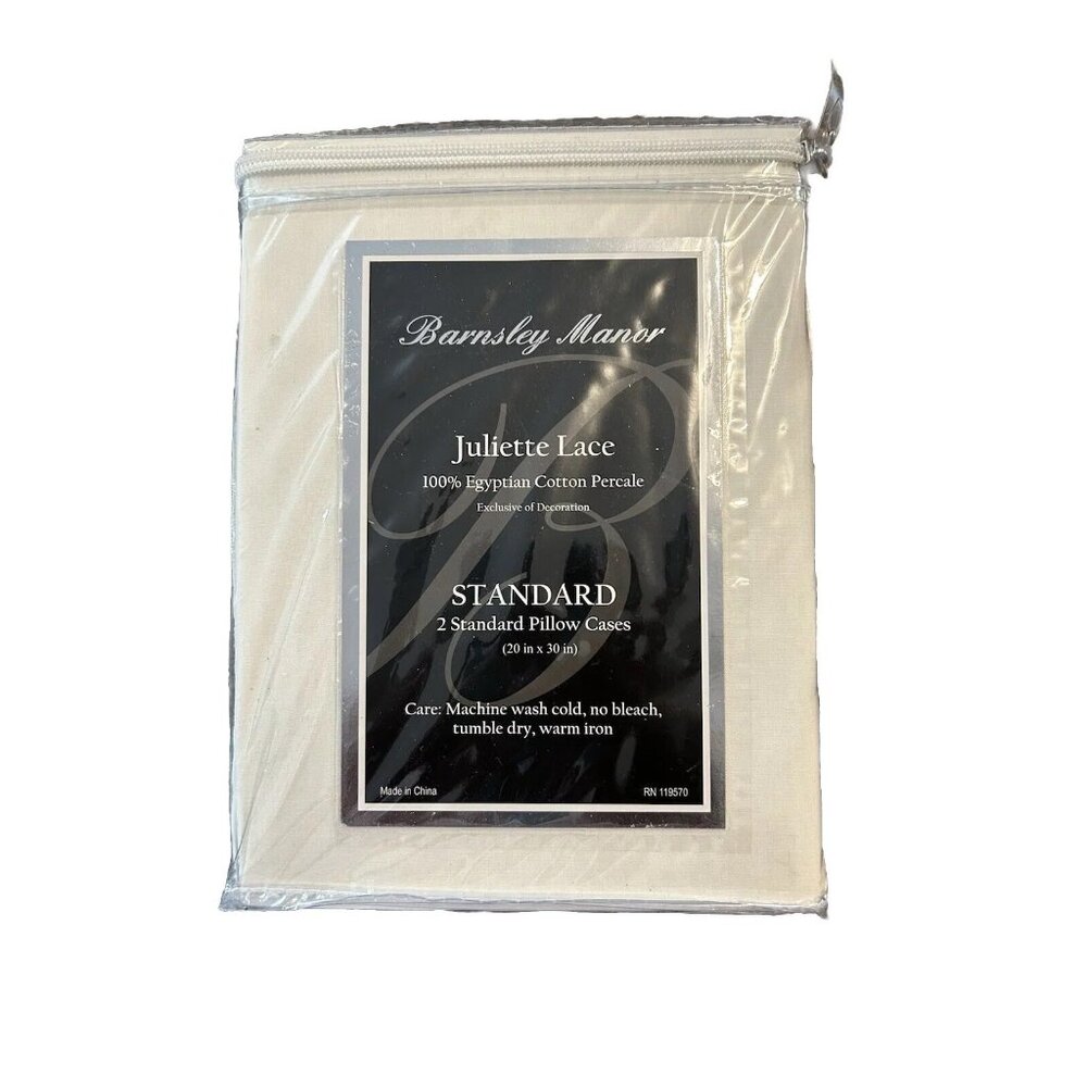 New Barnsley Manor Tessa Lace 100% Egyptian Cotton Standard  Pillow Case Set